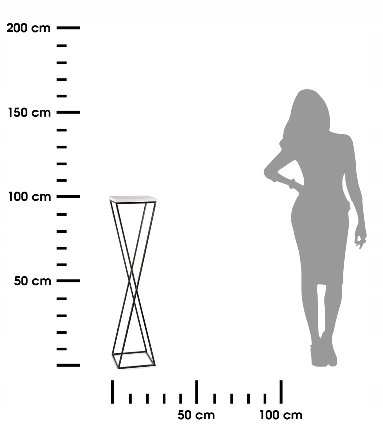 CZARNY METALOWY KWIETNIK Z BIAŁYM BLATEM MDF 100cm Marka HowHomely