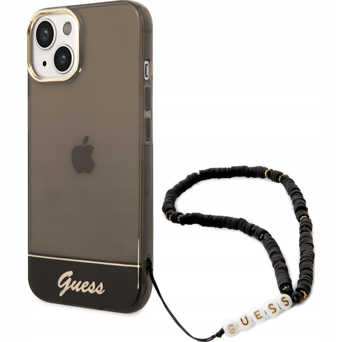 Kryt Guess Zadní Kryt pro Apple iPhone 14 černý šňůrka na krk Guess