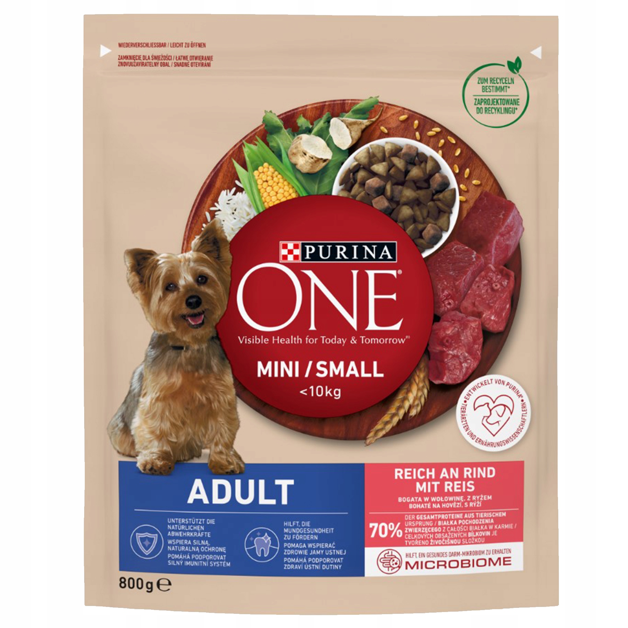 Levně Purina One Mini Adult Krmivo pro psy bohaté na hovězí maso s rýží