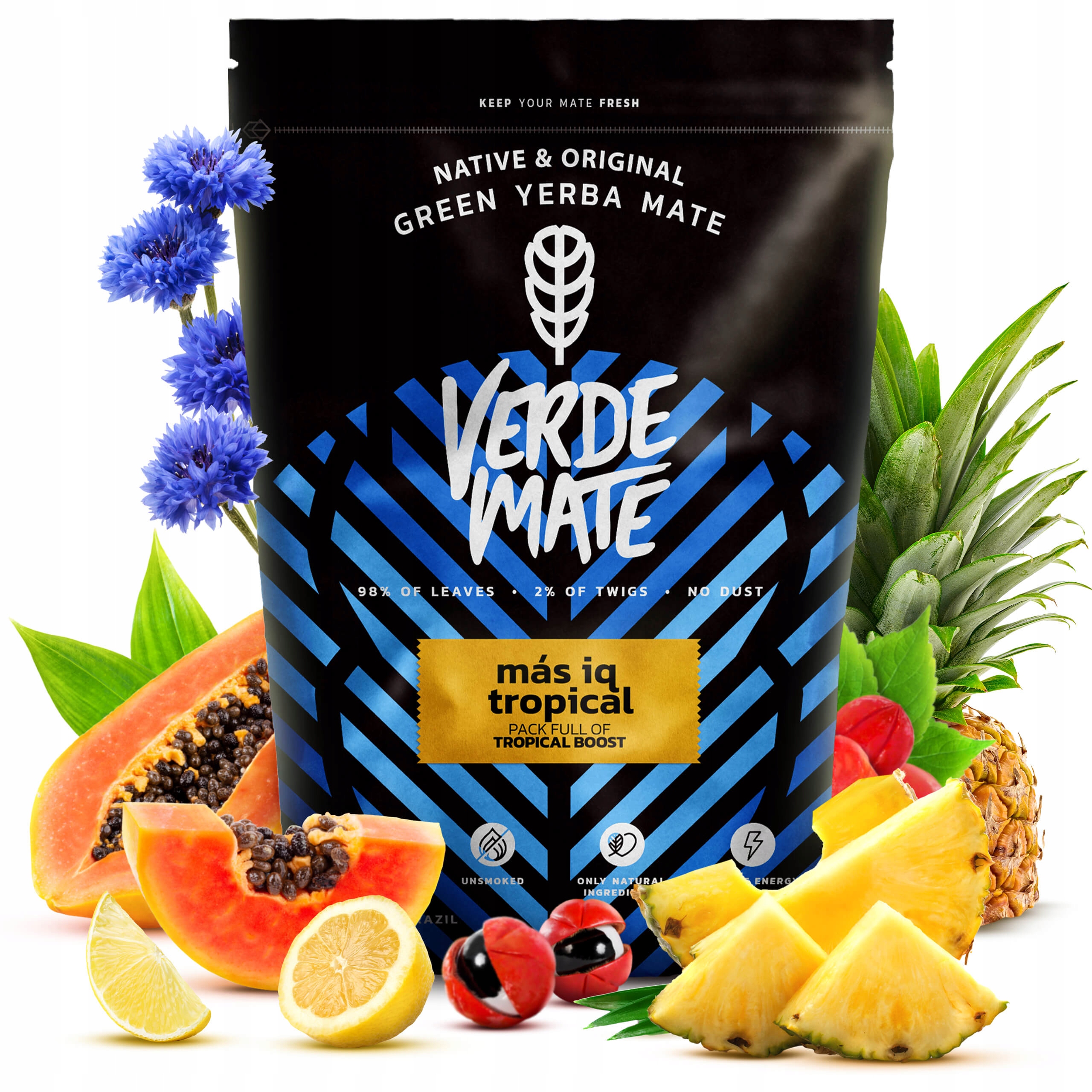 Yerba Mate Verde Mate MAS IQ Tropical 500g Moc Tropików