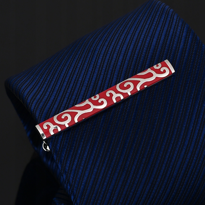 SPINKA KLIPS do KRAWATA NOWOCZESNA CZERWONA PRINT PREZENT DLA NIEGO Marka Inna marka