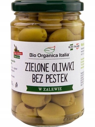 Levně Bio Organica Italia Zelené olivy bez pecek v Bio nálevu 280 g