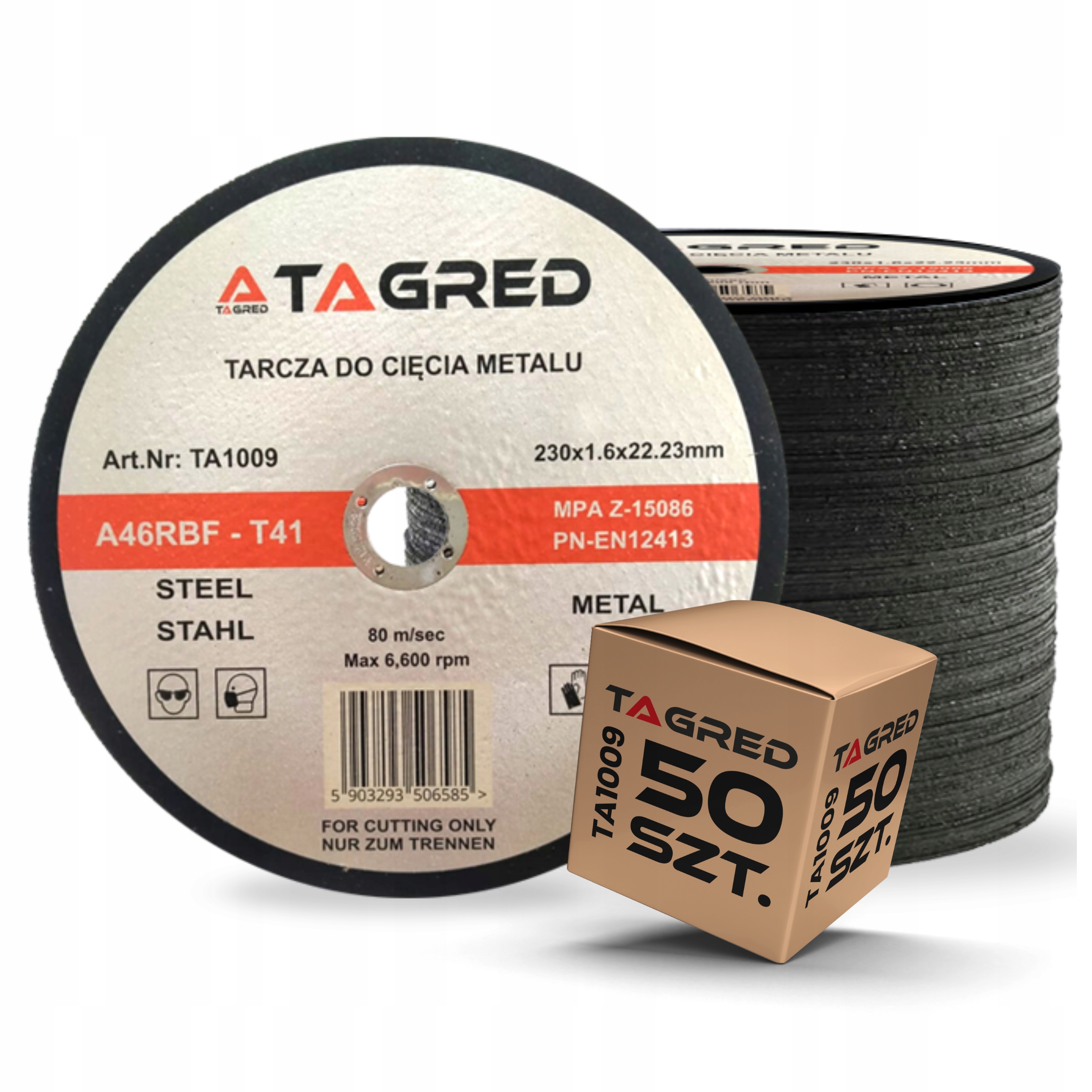 Zestaw 50szt Tarcz Do Metalu Stali Inox Slim Rbf 230mm x 1.6mm