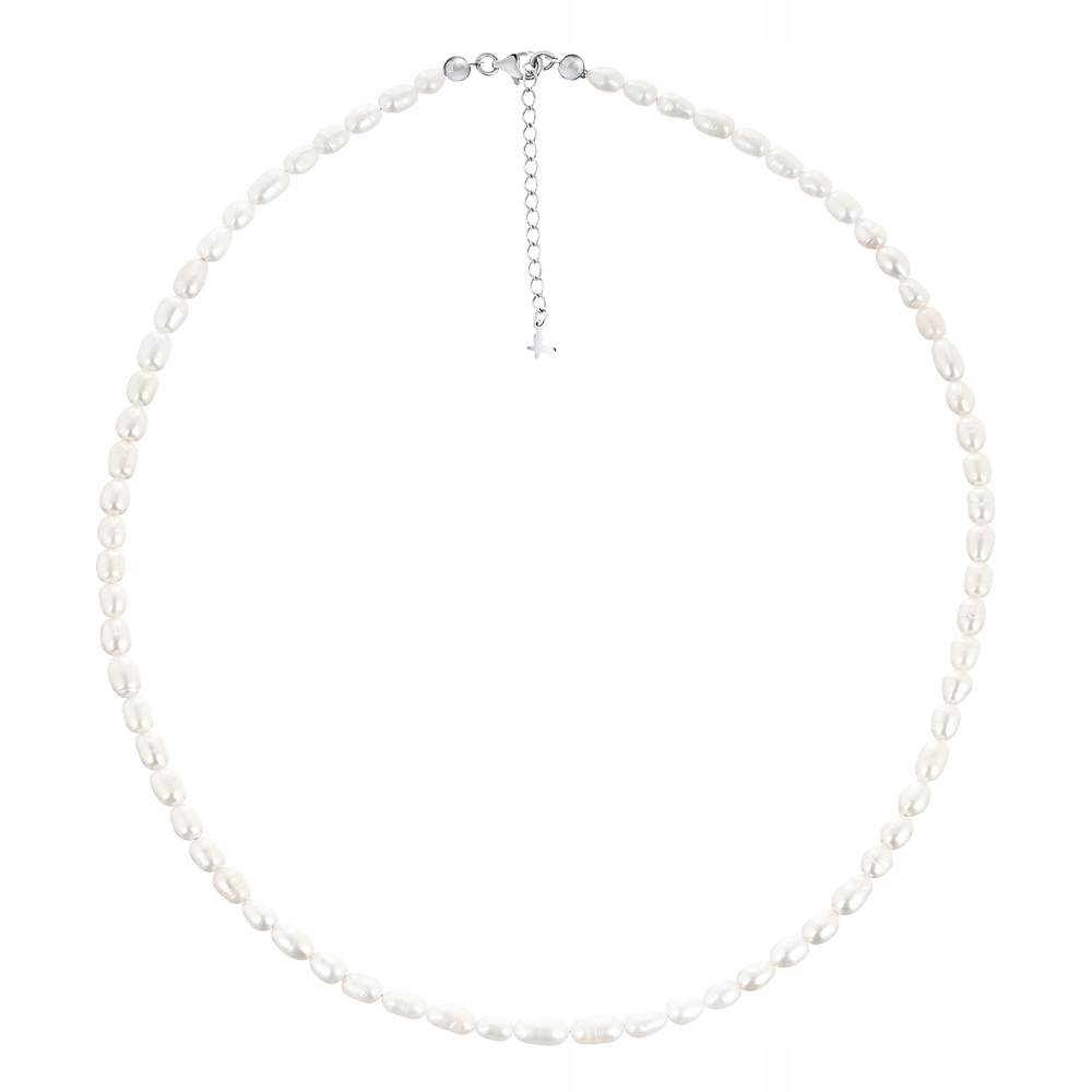 Naszyjnik Srebrny z Pereł 5x7 mm Klasyczny Srebro 925 Sadva