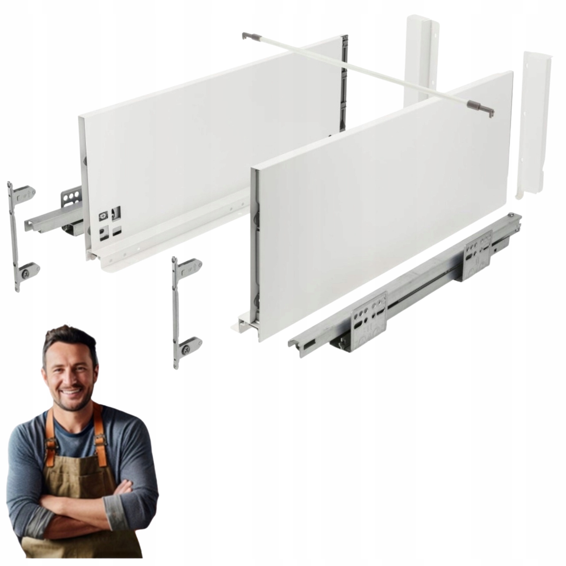 Szuflada Gtv Axis Pro 550 mm push to open bardzo wysoka biała H-199