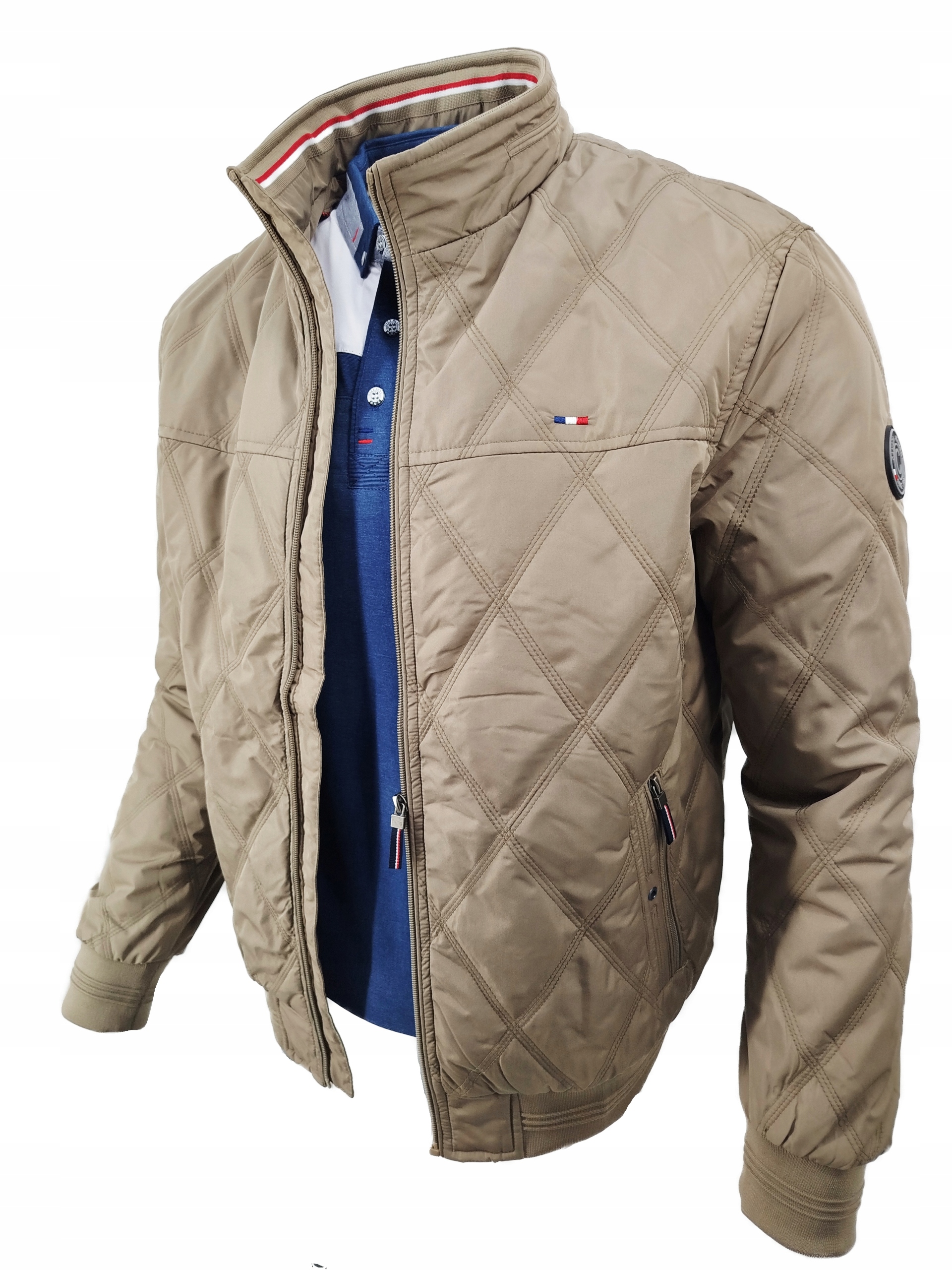 Pánská Béžová Písková Přechodová Prošívaná Bunda Bomber Can 255A XXL 2XL