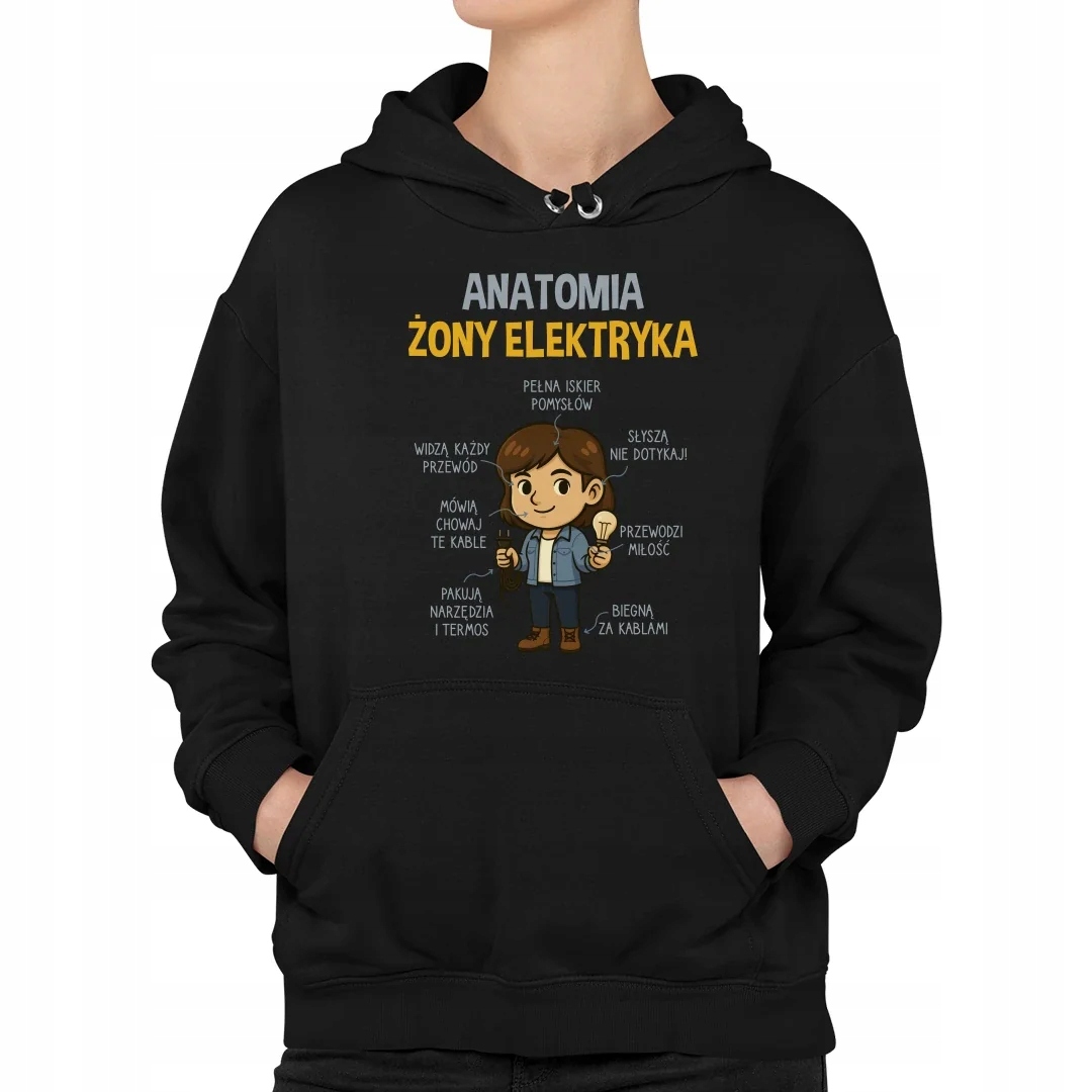 Anatomie manželky elektrikářky Dámská Mikina Dárek Vtipný Potisk Pro Manželku