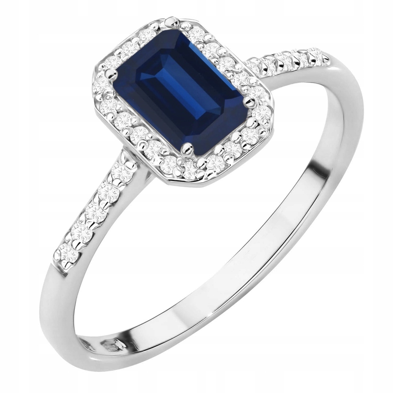 Zlatý Prstýnek ryzosti 585 se safírem 0,60 ct a brilianty 14k