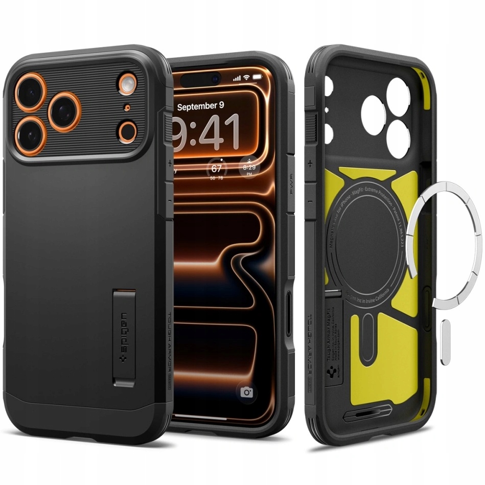 Pouzdro pro iPhone 17 Pro, Spigen Tough Armor T Mag pouzdro pro MagSafe se stojánkem