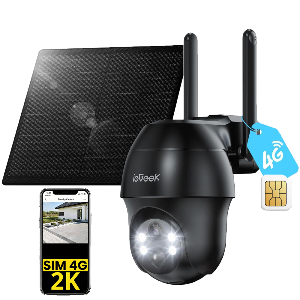 Venkovní solární kamera 3MPX objektivy Sim karta 4G Lte 4XZoom s baterií