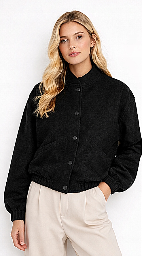 Dámská bunda Bomber Miho's Italská Černá Oversize Stojka Módní