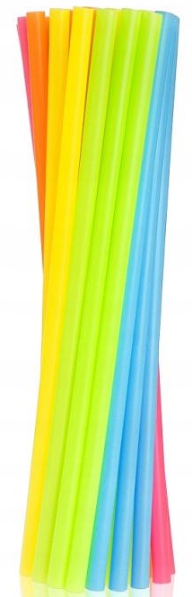 Słomki Rurki PLASTIKOWE PROSTE kolorowe wielorazowe 19cm 50szt