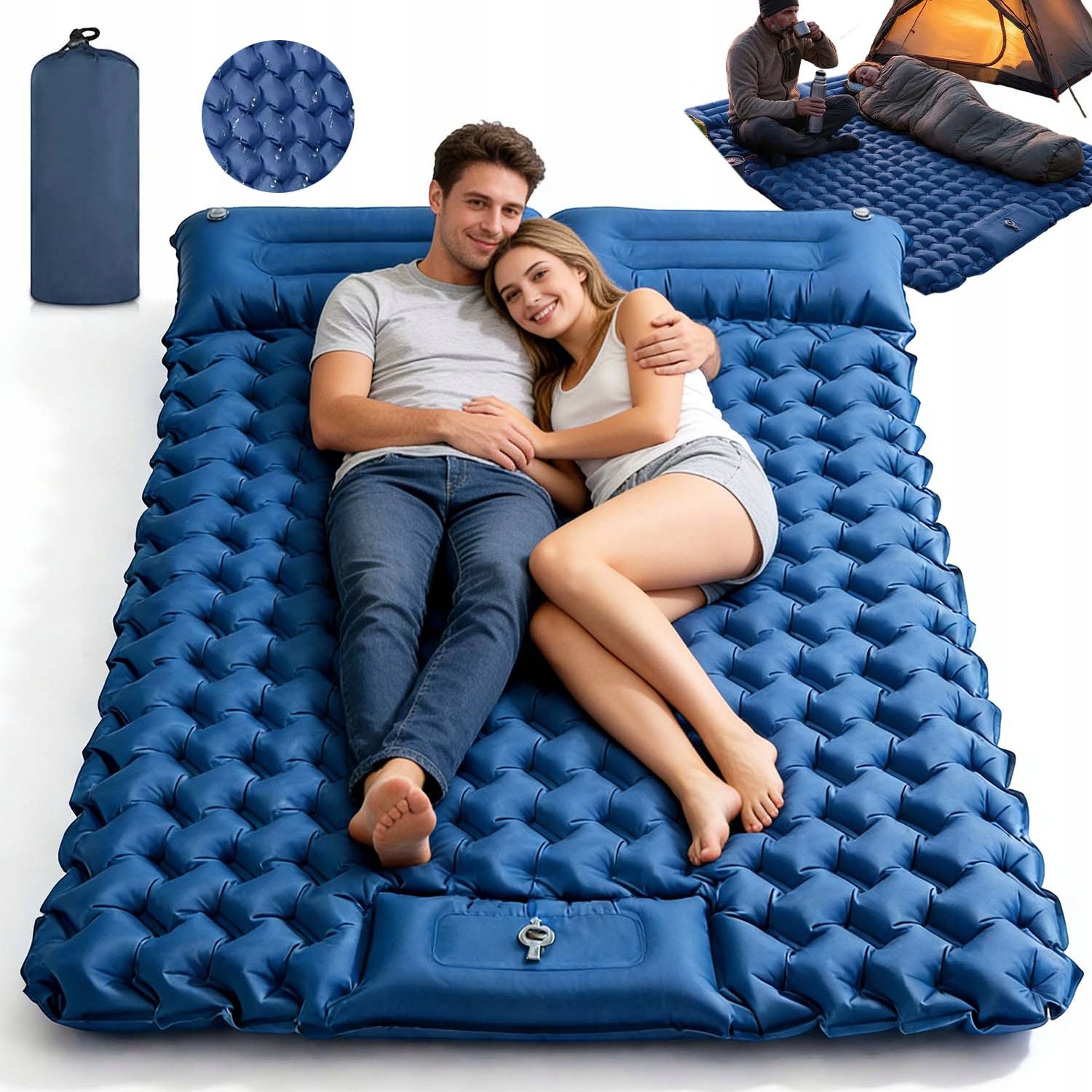 Samonafukovací Podložka Matrace Kemping Dvoumístná Nafukovací 195*120 CM 2MÍSTNÁ