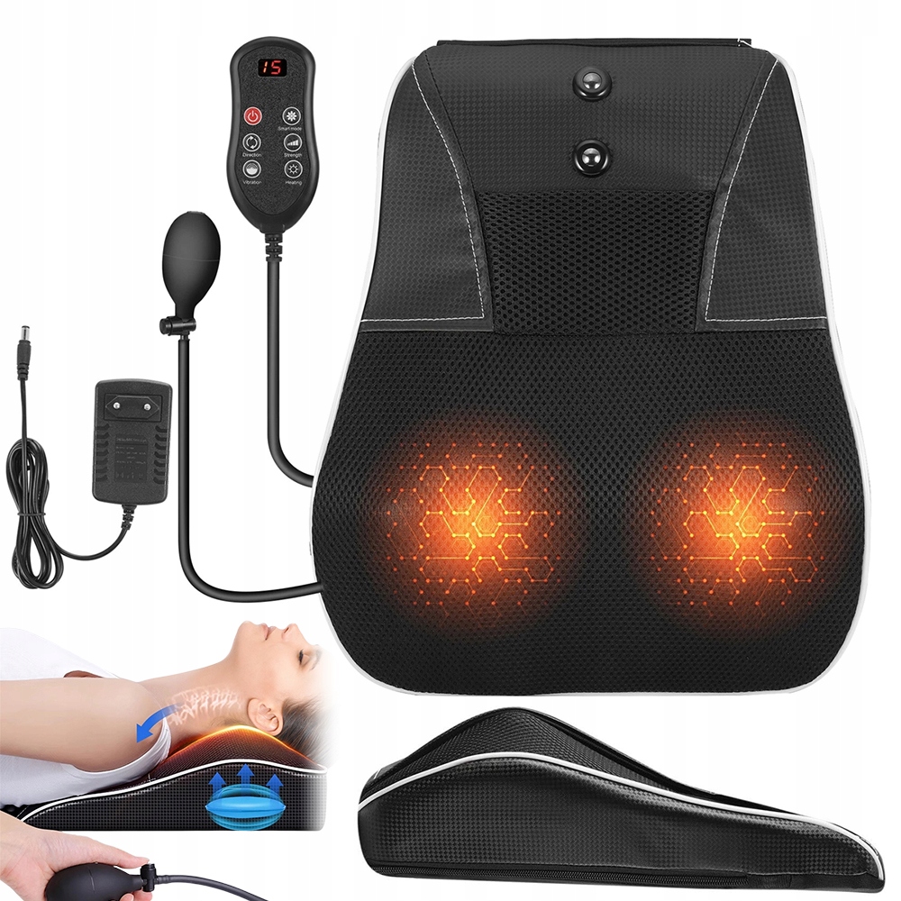 Masażer Lędźwi Lumbar Heating Pad Ciepło Wibracja Do Fotela Domowego