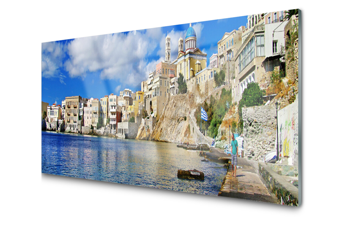 

Panel szklany Płytka Miasto Morze 120x60 + Klej