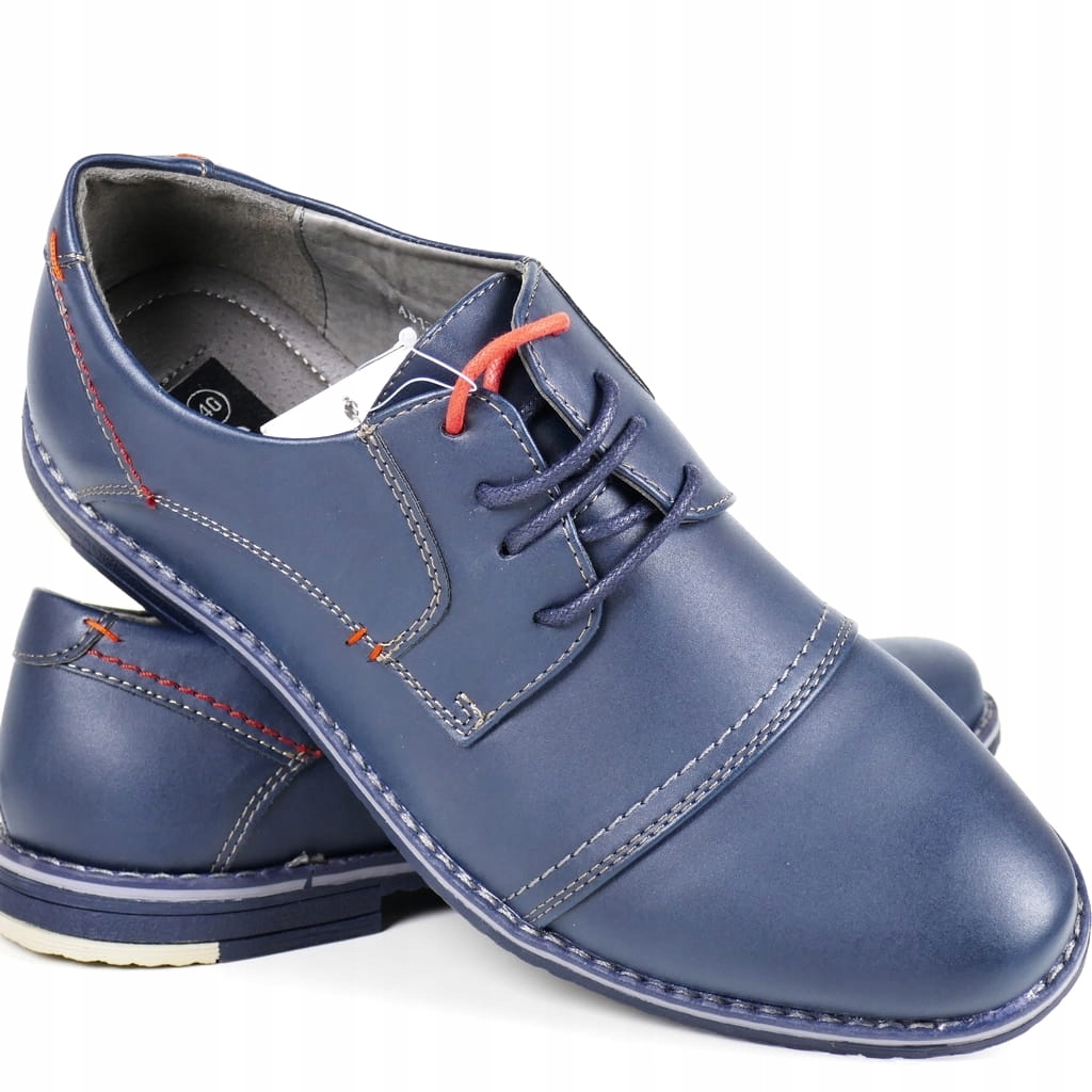 Pánské Šněrovací Polobotky S Prošíváním Casual, Tmavě Modré, New