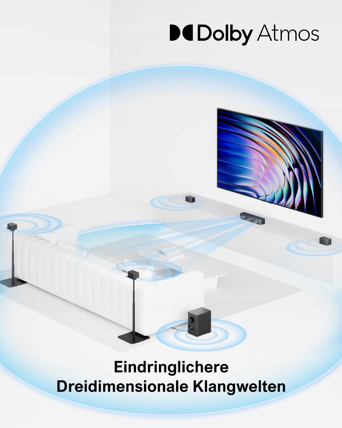 ULTIMEA System Dźwięku 7.1 Dolby Atmos 460W Soundbar z Subwooferem — miniatura 3