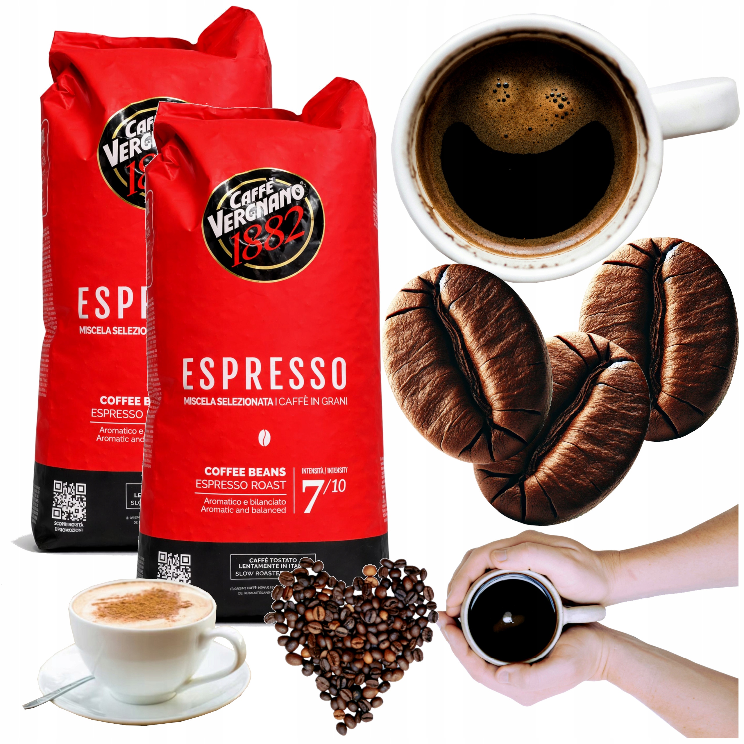 Kawa Ziarnista 1kgx2 Arabica 85% Robusta 15% Palona Vergnano Espresso 2000g