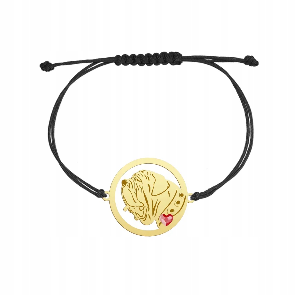 Zlatý náramek Neapolský mastif 925 Šňůra Dárek Žena Gravírování