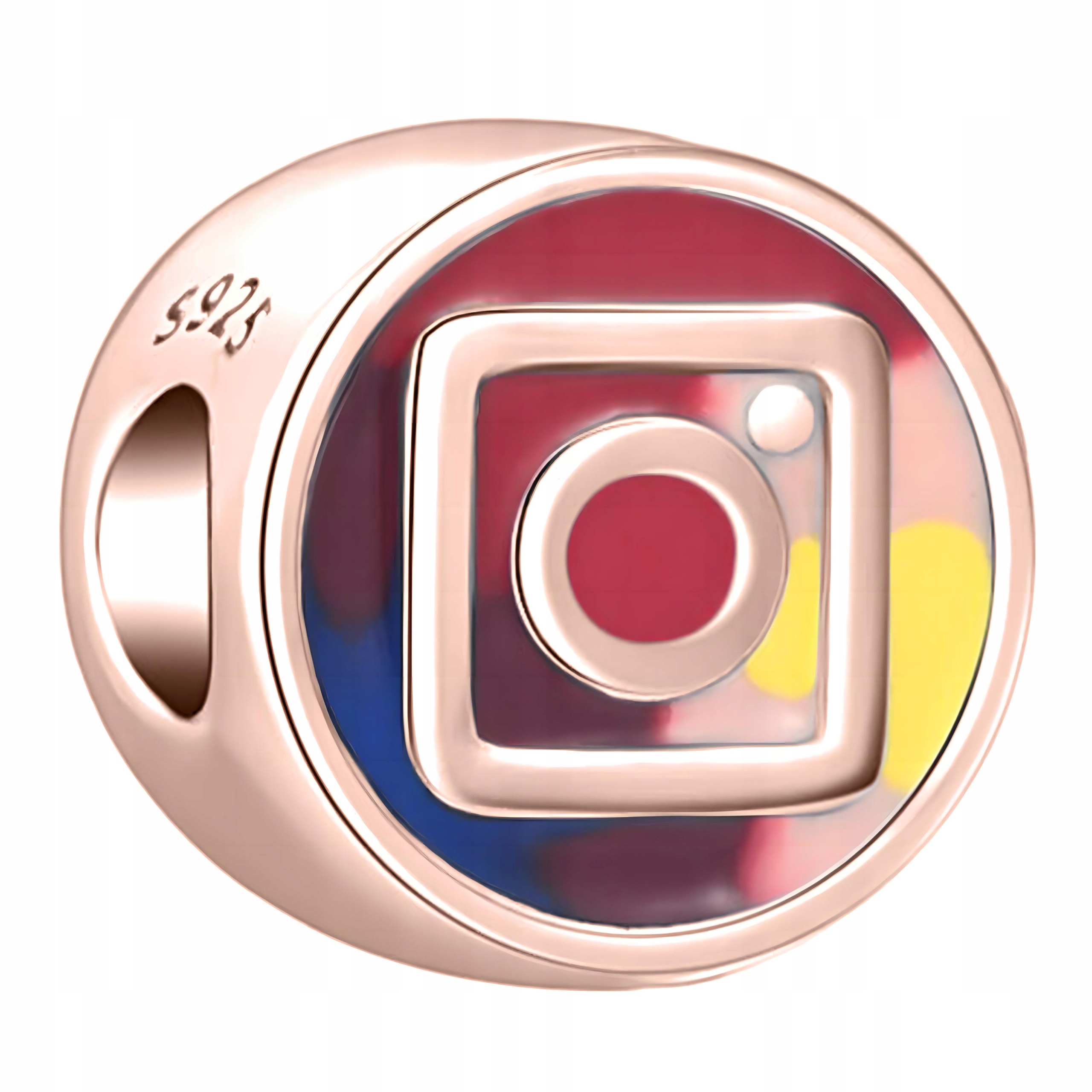 Charms Pozlacený fotoaparát Kamera Logo Instagram Stříbro 925