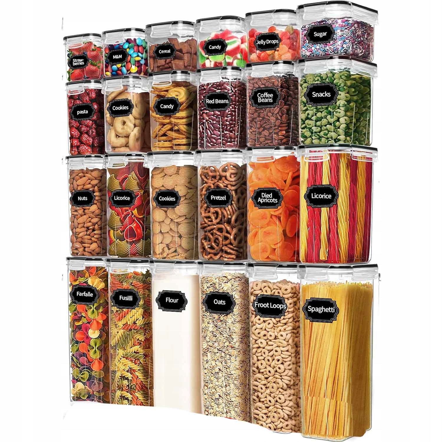 Plastové Nádoby Na Potraviny, Vzduchotěsné, Hermetické Krabičky X24 S Etiketou