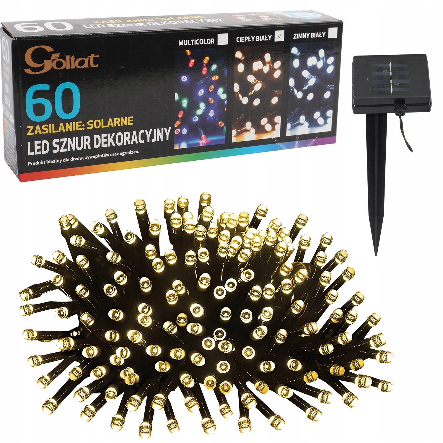 

Lampki Solarne 60LED lampy solarne sznur Goliat