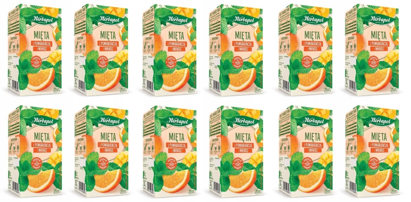 12x 30g Herbapol herbatka ziołowa mięta z pomarańczą i mango Karton