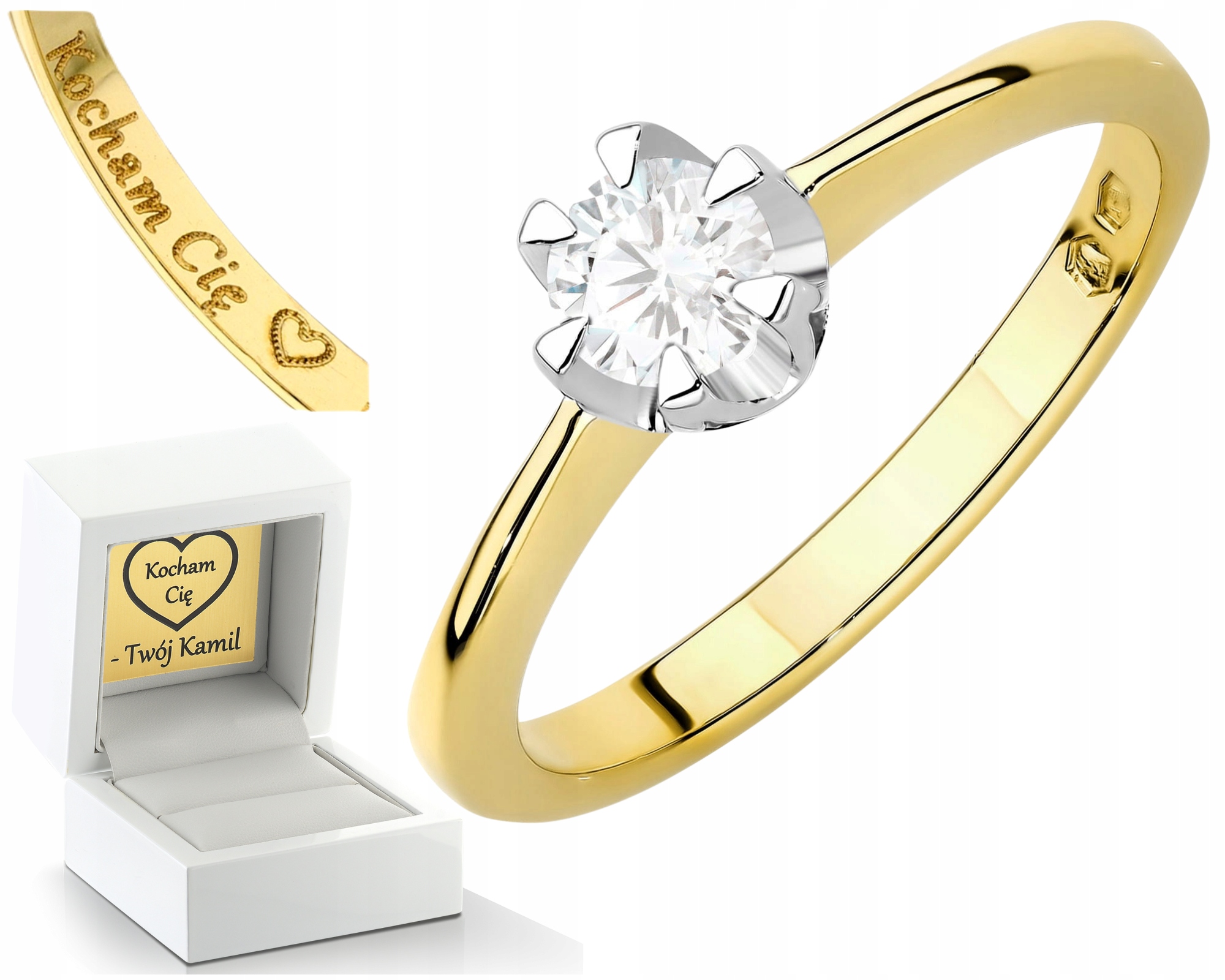 Prstýnek Se Syntetickým Diamantem Zlato 585