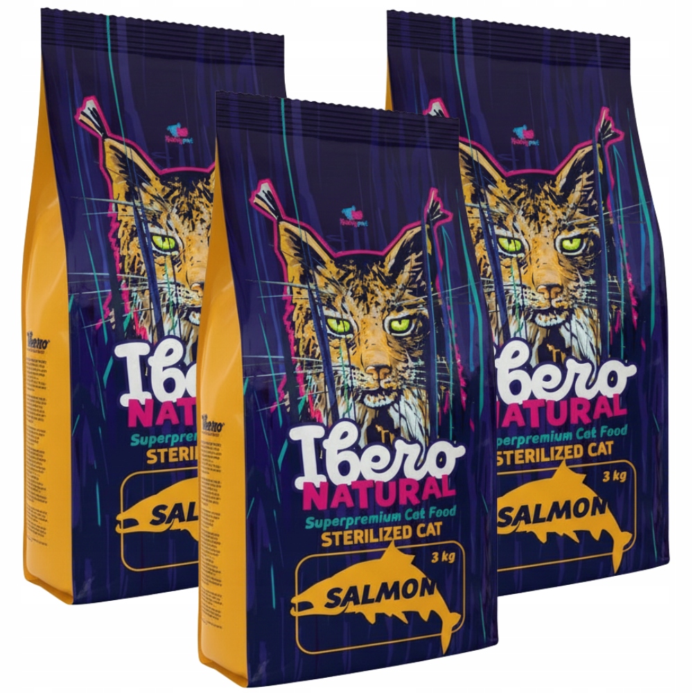 Levně Krmivo pro kočky po sterilizaci 9 kg losos Ibero Natural Cat Sterilized