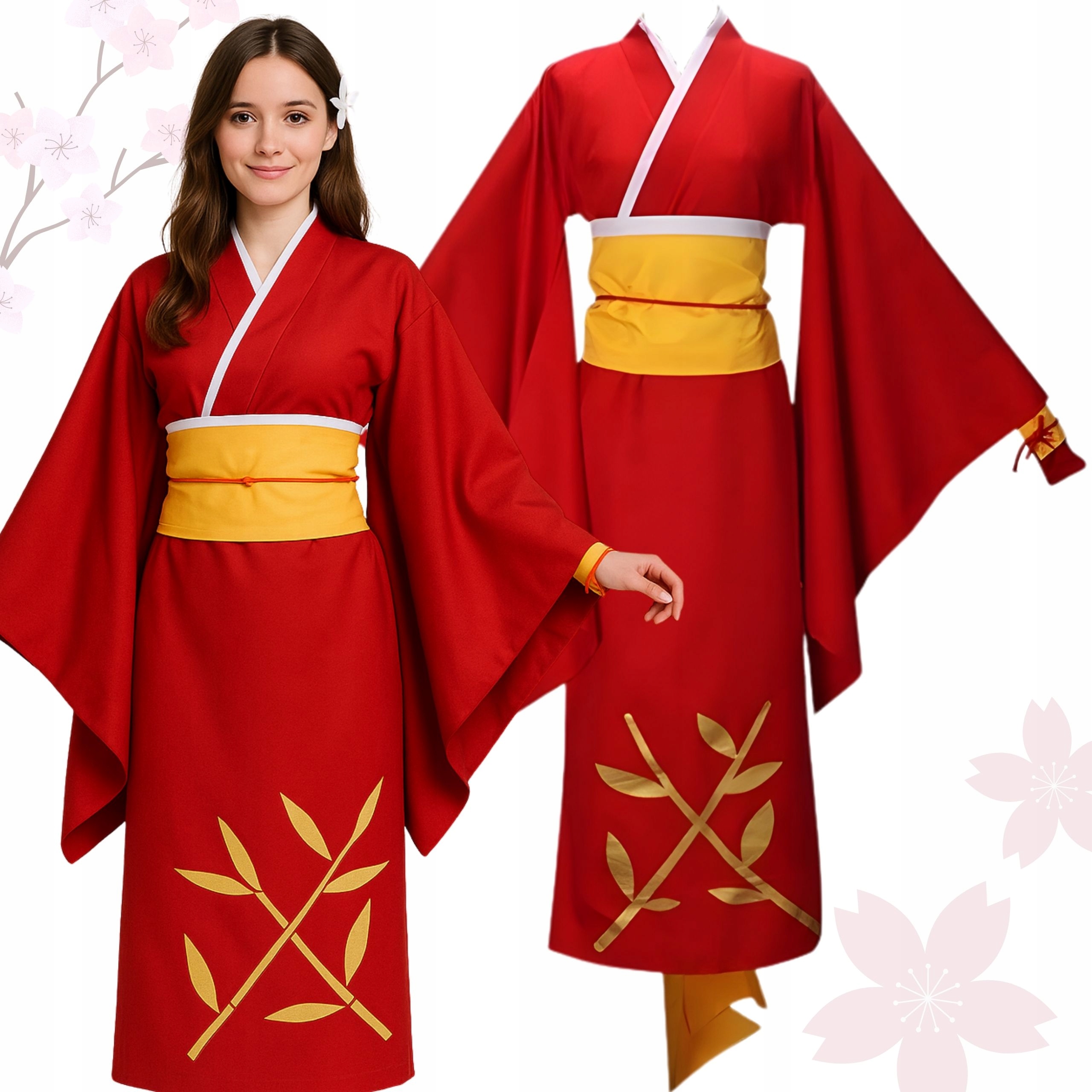 Převlek Kimono Japonka Tradiční Kostým Japonský Halloween 164 170 S M