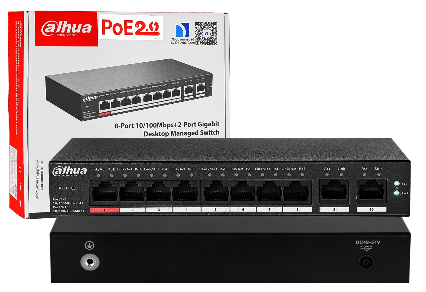 Switch PoE Dahua CS4010-8ET-110 8x PoE Spravovateľný Smart