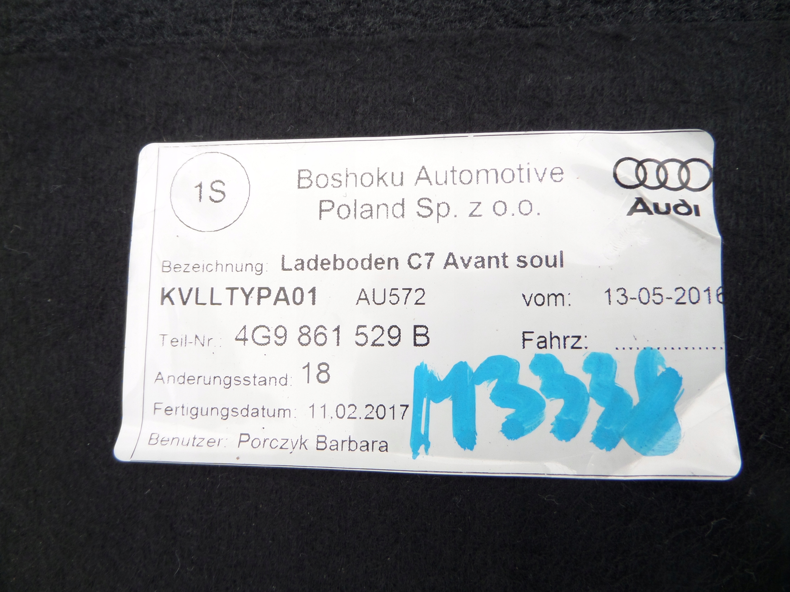 floor boot Audi RS6 C7 4G9861529B