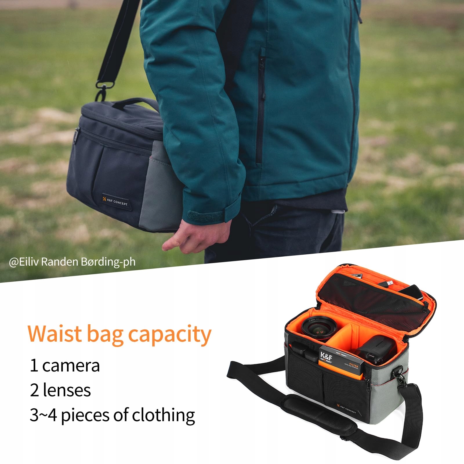 K&F CONCEPT Plecak Fotograficzny 32L Wodoodporny Z Przegrodą Na Laptopa — miniatura 3