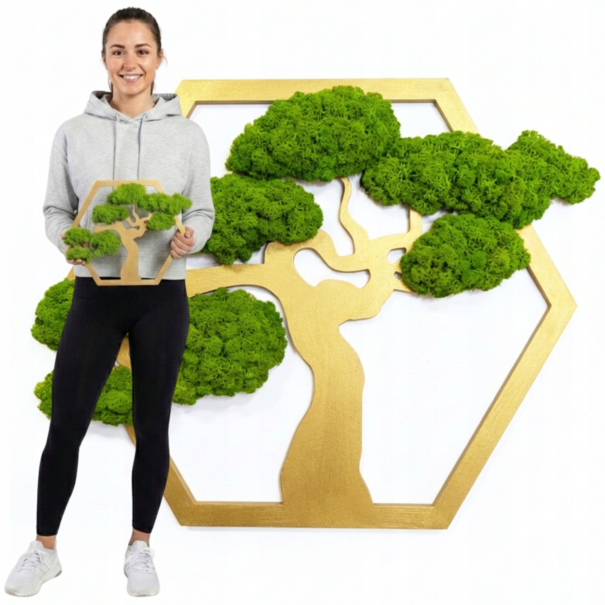 Strom Z Mechu chrobotka Obraz živý mech Stabilizovaný Bonsaj Dekorace