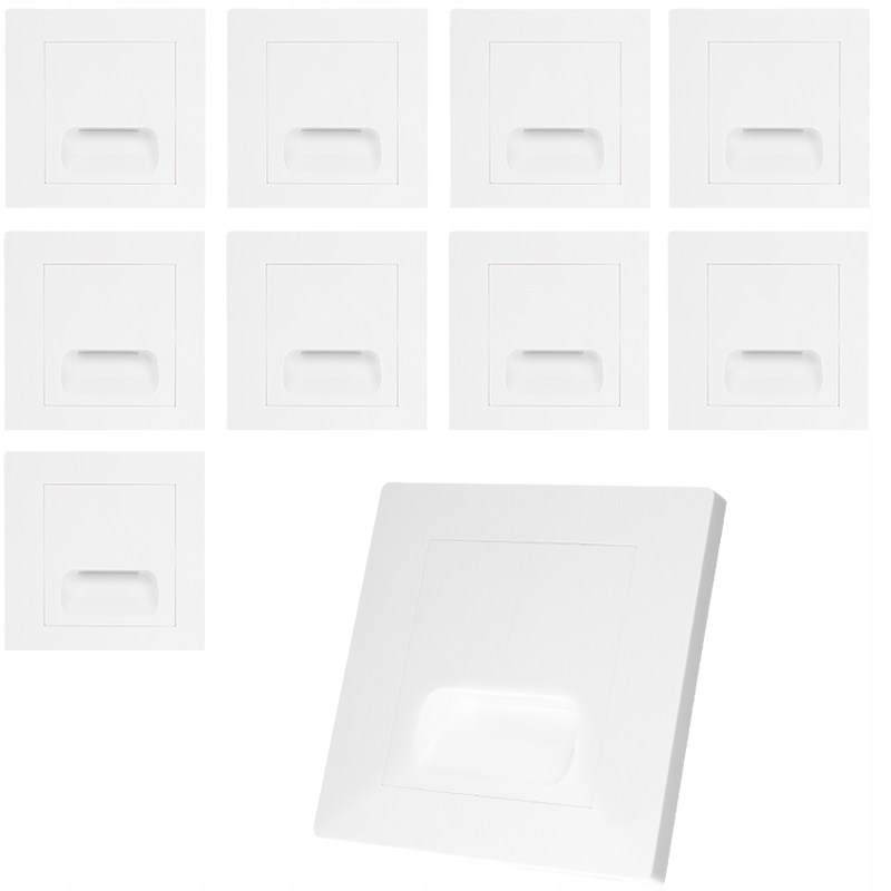 9x Oprawa Schodowa Led 230V Kwadratowa Biała Nowoczesna Modern Do Puszki 60