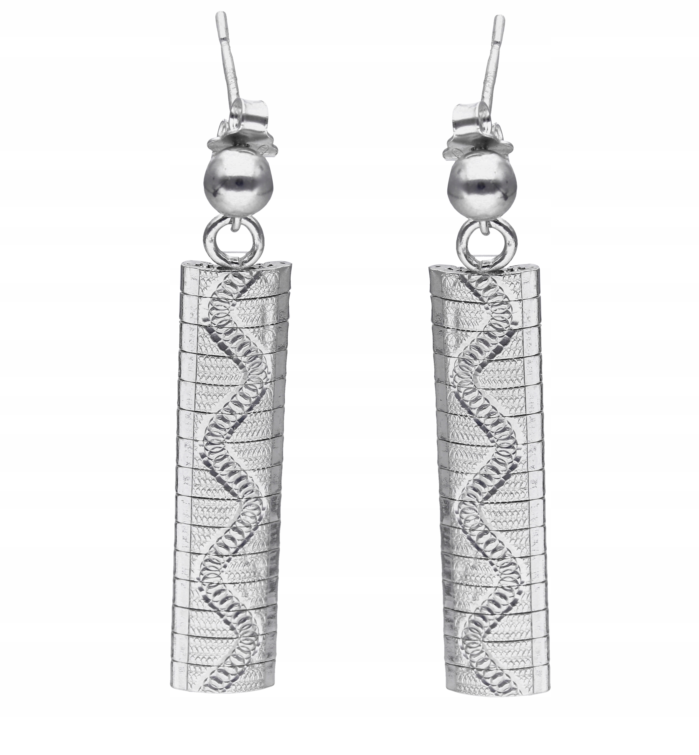 Závěsné stříbrné náušnice rhodiované Ag 925 se vzorem K/KOLIA/4