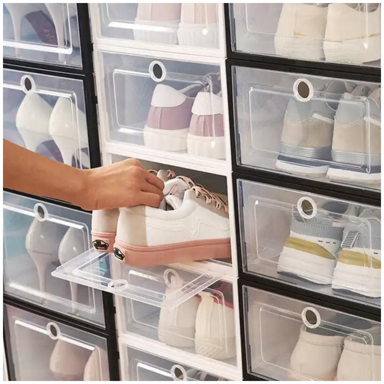 POJEMNIK ORGANIZER PUDEŁKO MOCNE NA BUTY DO PRZECHOWYWANIA Z KLAPĄ STOSY Rodzaj organizer