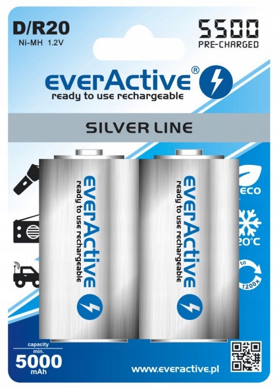 Akumulatorek everActive R20 D 5500 mAh R2U JAKOŚĆ Napięcie 1.2 V