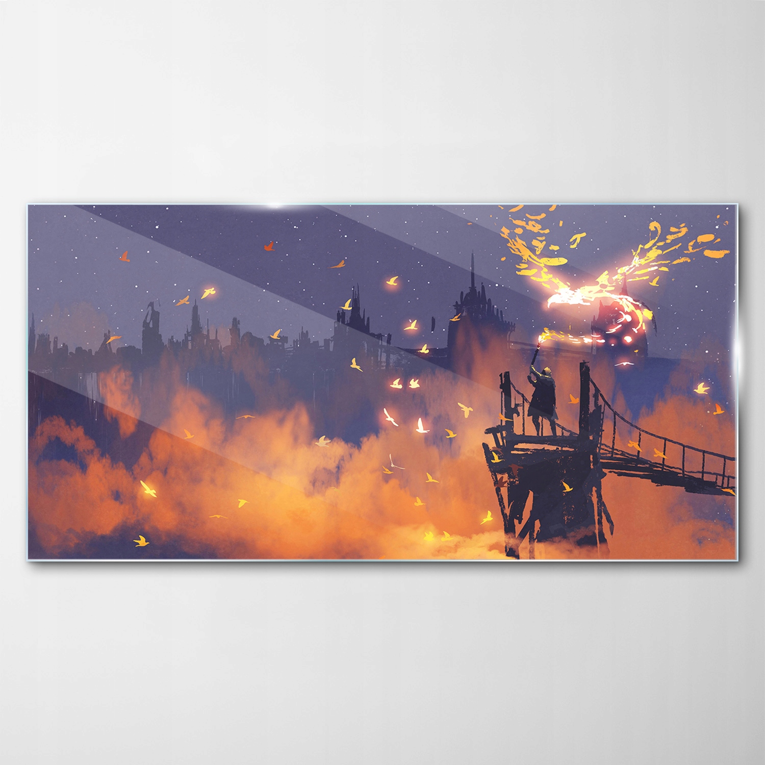 

Hartowany Obraz Szklany Miasto Pochodnia 140x70