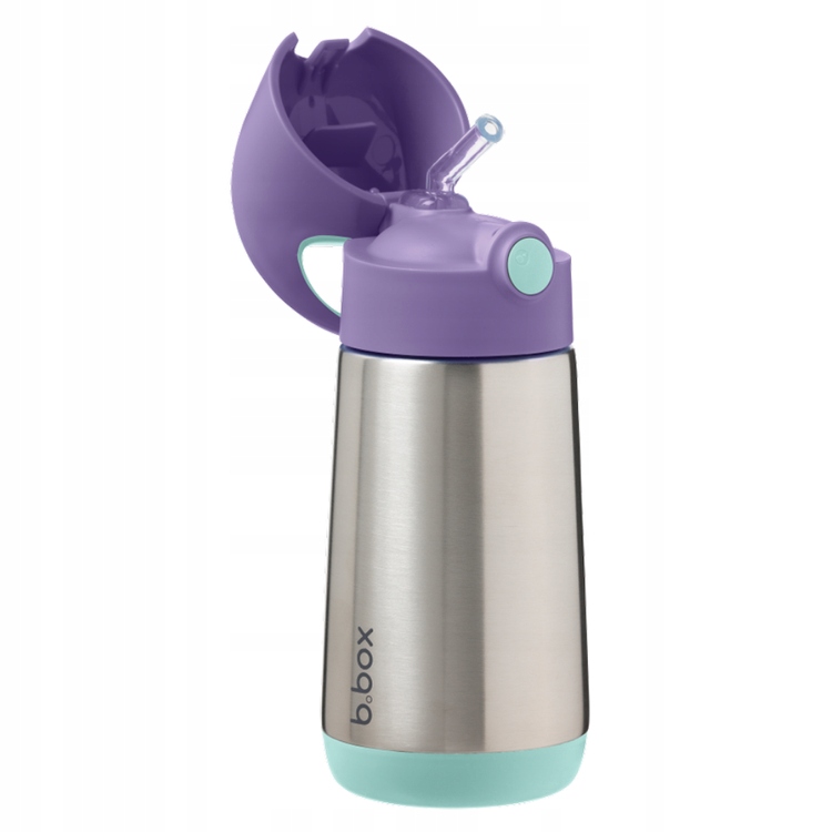 B.box Bidon termiczny ze słomką dla dzieci 12m+ szczelny 350 ml Lilac Pop