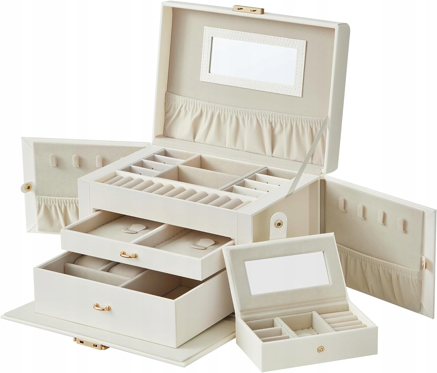 JBC121W02 Šperkovnice Na Bižuterii 3 Úrovně S Úchytem, Krémově Bílá