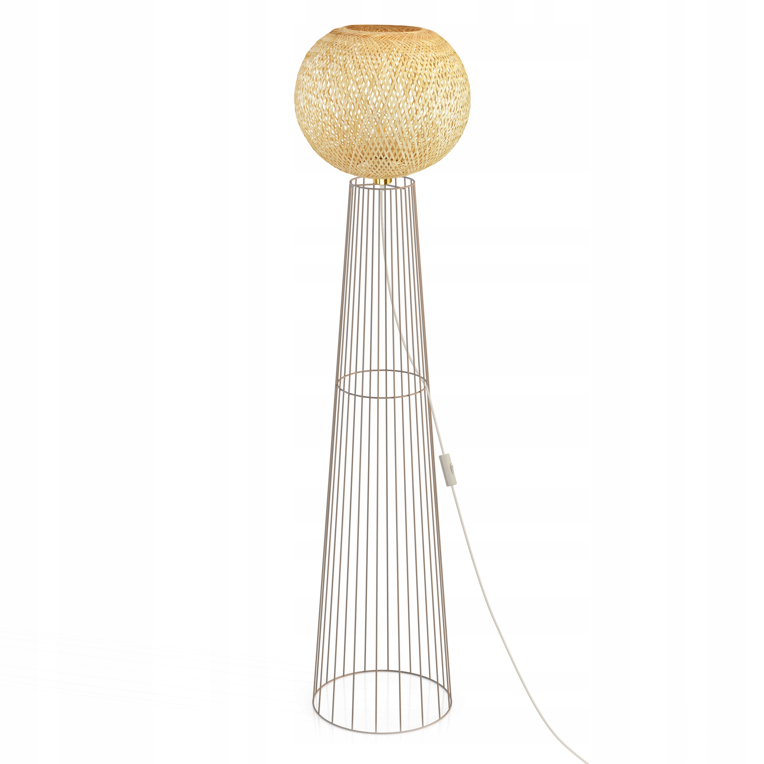 Stojací podlahová lampa E27 boho ratan bambus do obývacího pokoje ložnice světle béžová