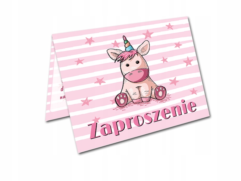 ZAPROSZENIE NA URODZINY JEDNOROŻEC UNICORN PASKI 10szt.