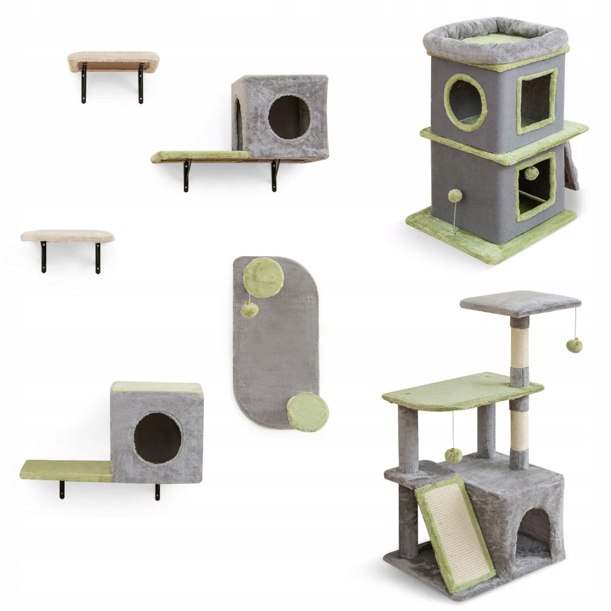 Levně Sada Centrum aktivit pro kočky s domečky, policemi a škrabadly