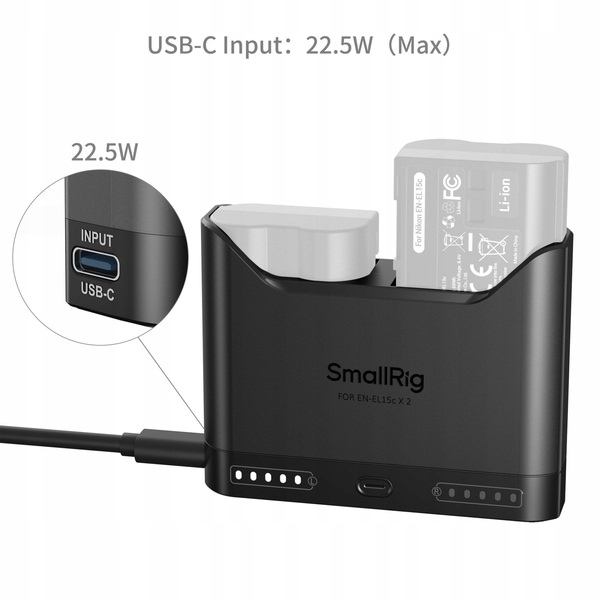 SmallRig 5491 dvojitá nabíječka baterií EN-EL15c pro Nikon