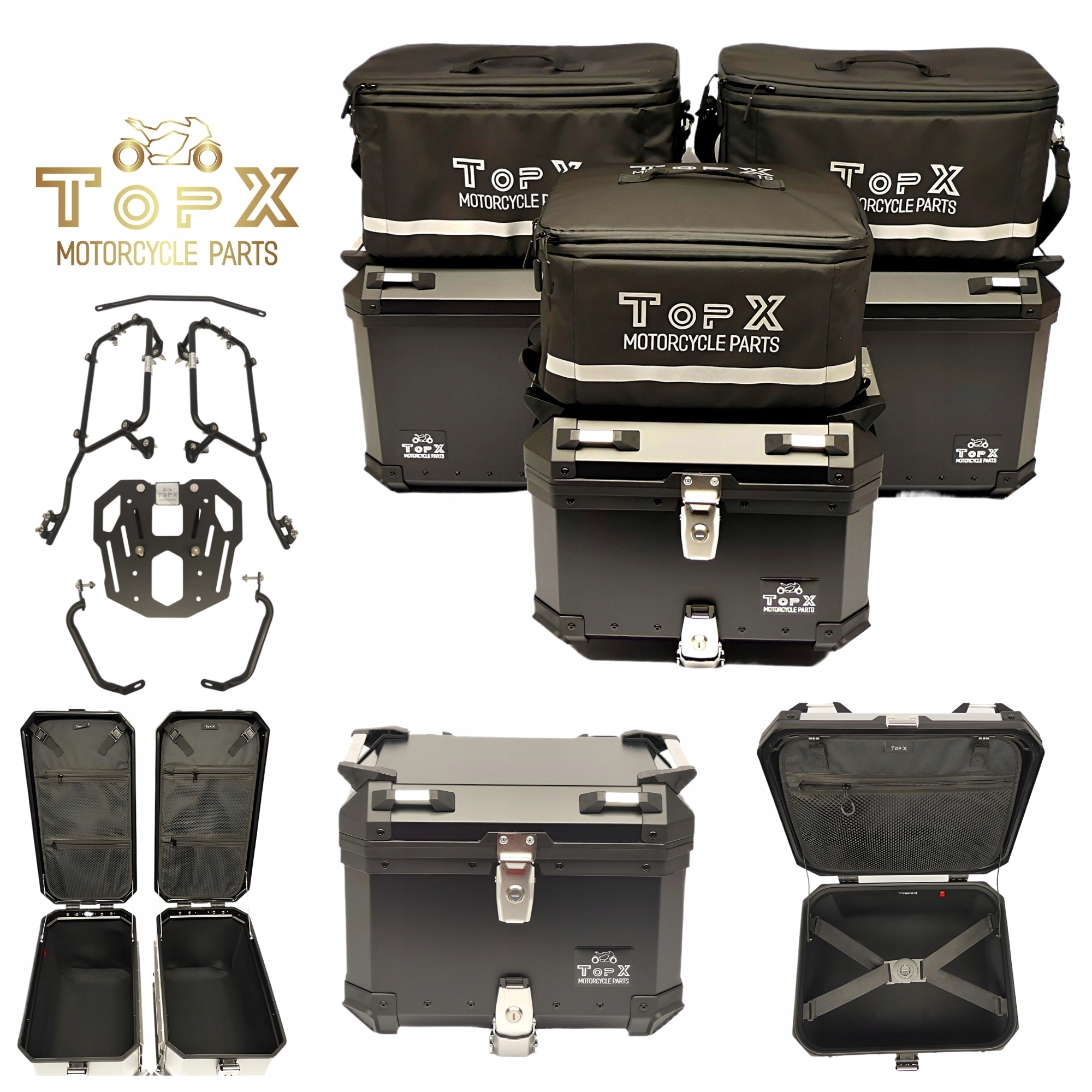 Suzuki DL 650 V-strom 17+ Sada kufrů Boční rámy Alu Tašky Černá