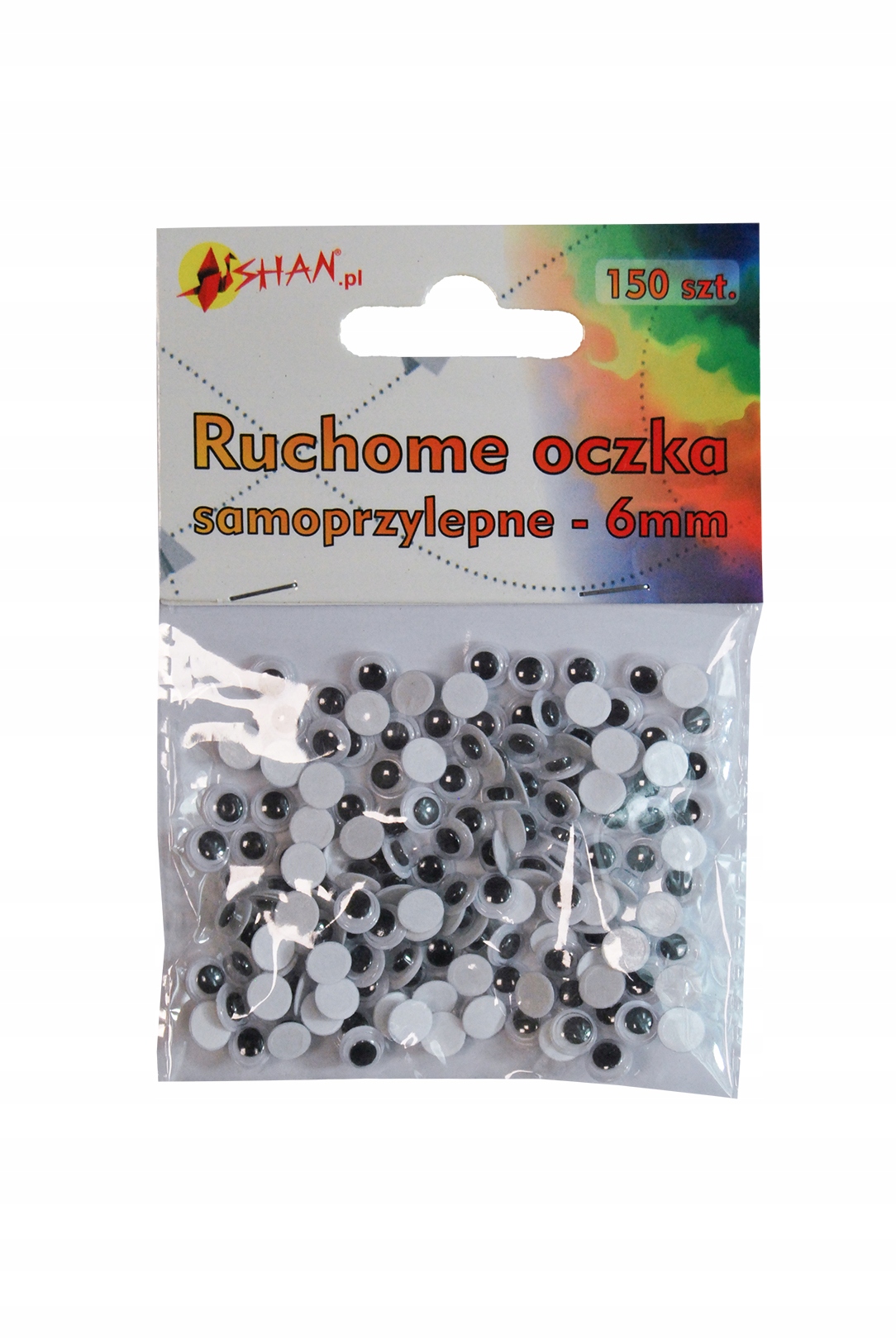 Ruchome oczka samoprzylepne 6 mm 150 szt Shan SO02
