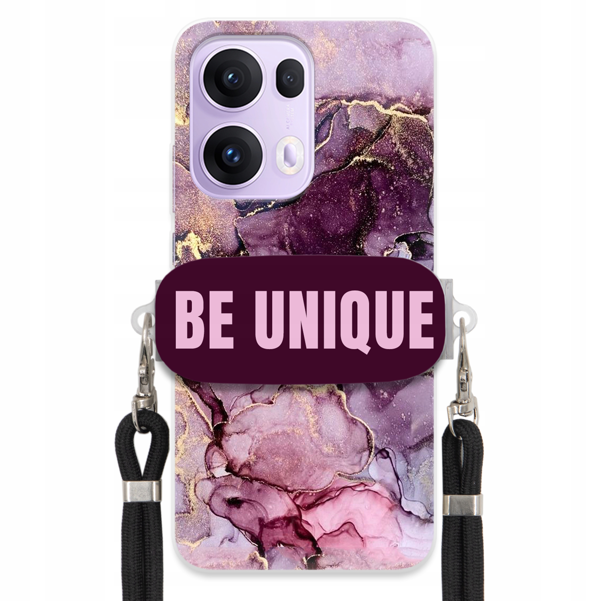 Pouzdro pro Oppo Reno 13 Pro 5G Case Držák Šňůrky Černá Fialová Mramorová