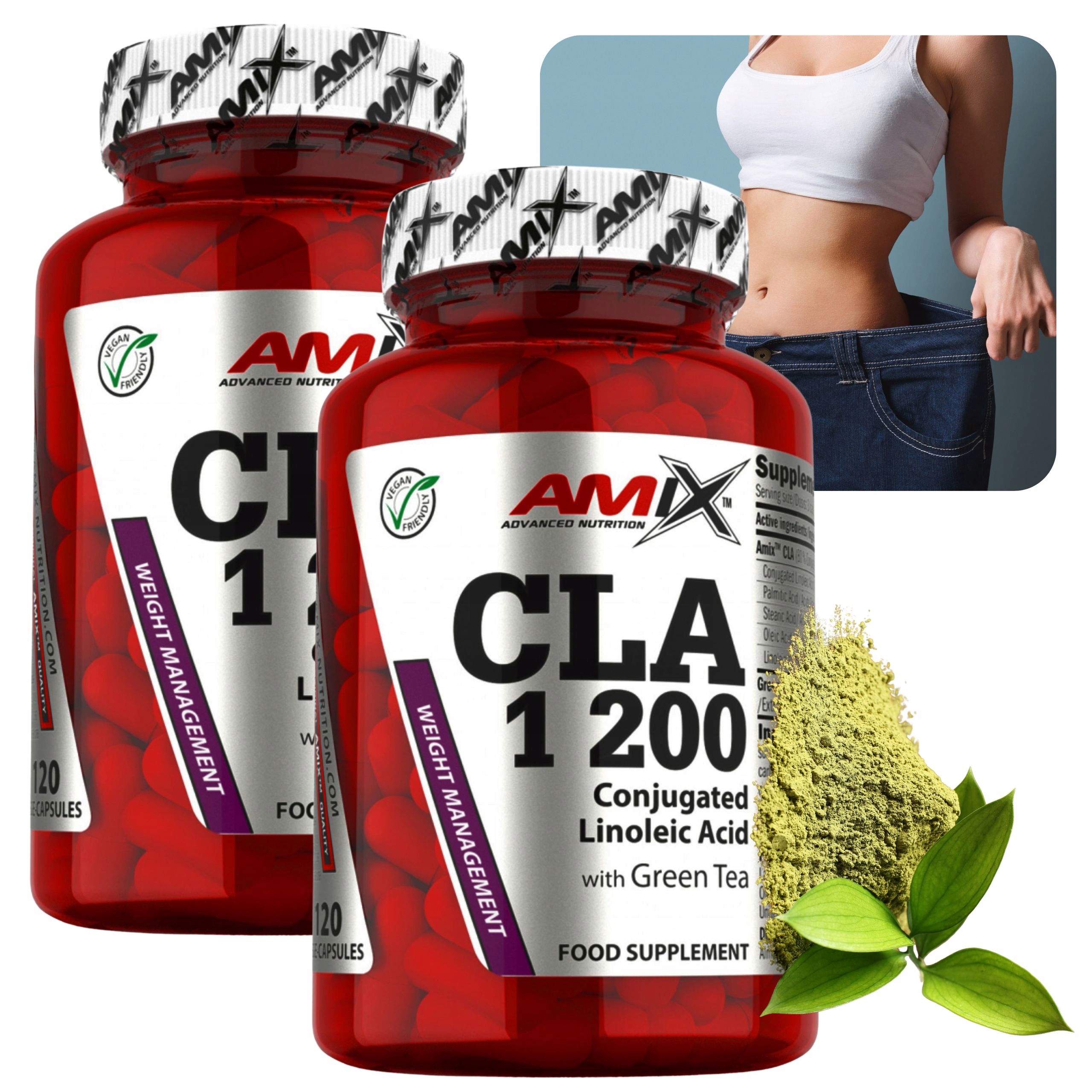 Kapsle na hubnutí Amix Cla 1200 Kyselina linolová Green Tea Extract