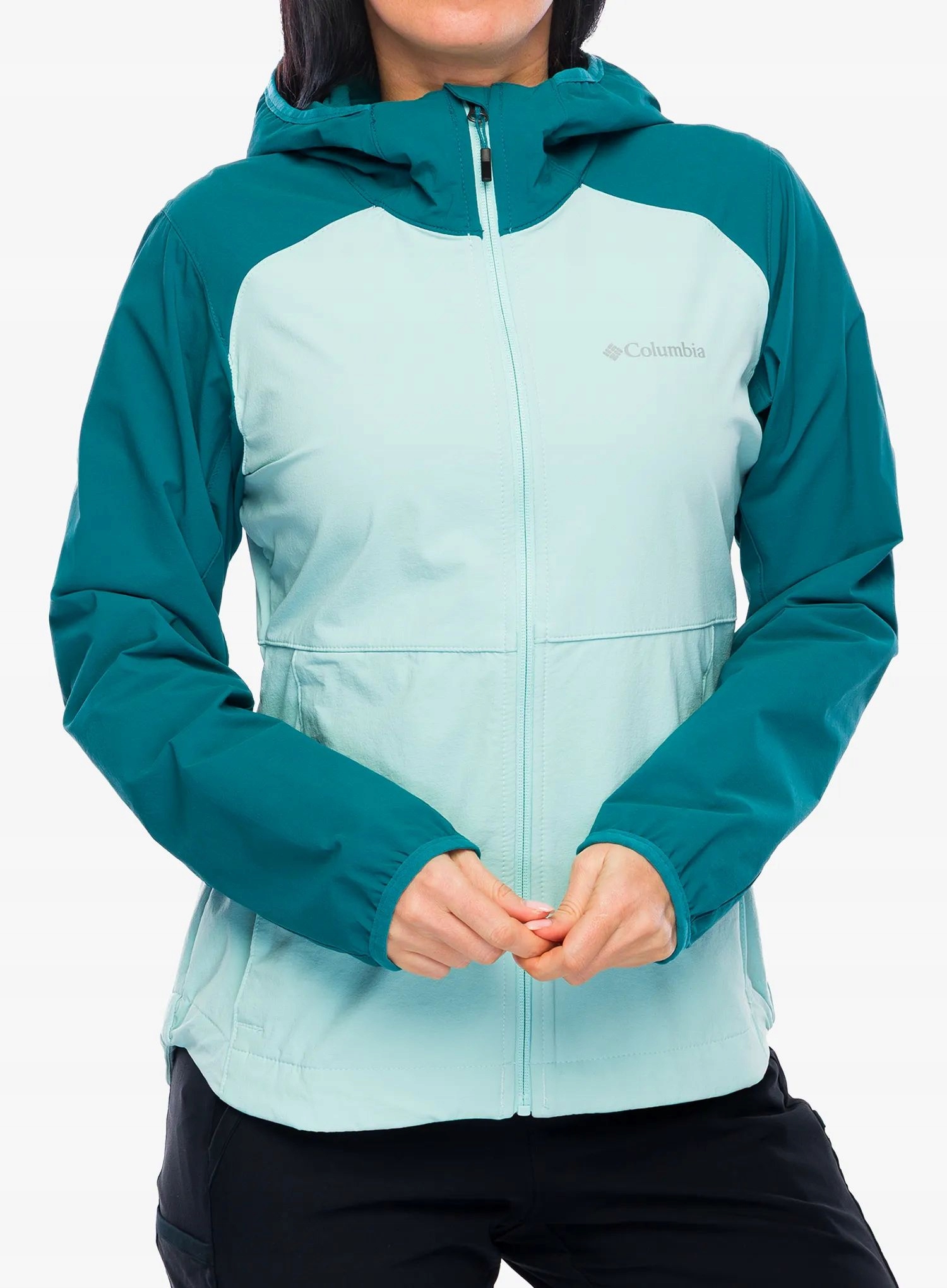 Dámská softshellová bunda s kapucí Columbia Heather Canyon II Hooded spray/river Xs